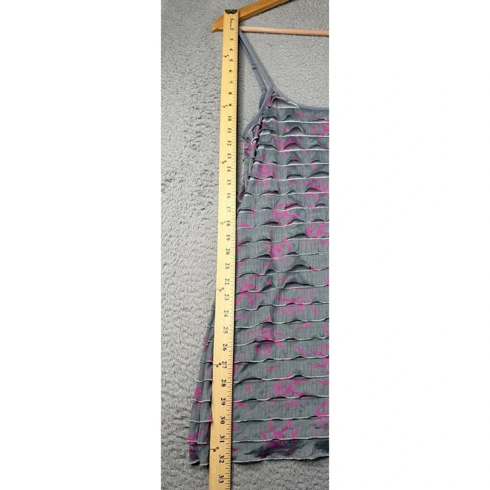 Free People Slip Dress Womens Size S/P Gray Pink Ruffles Strappy Multicolor